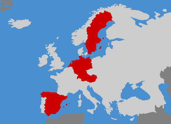 European countries cached in